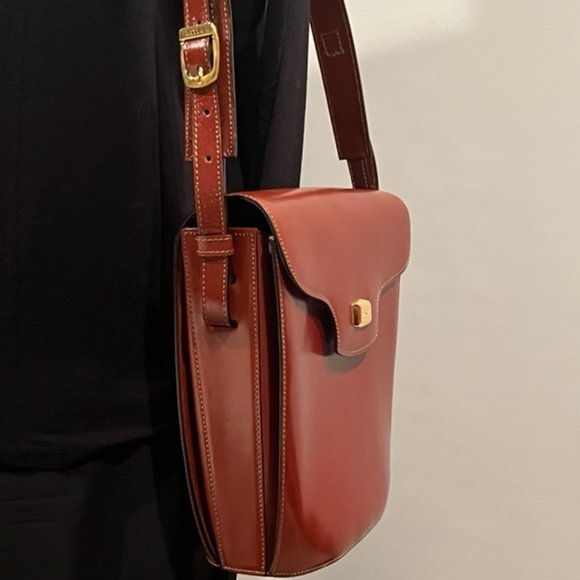 Vintage BALLY Structured Cognac Brown Leather Bag - Picture 6 of 14